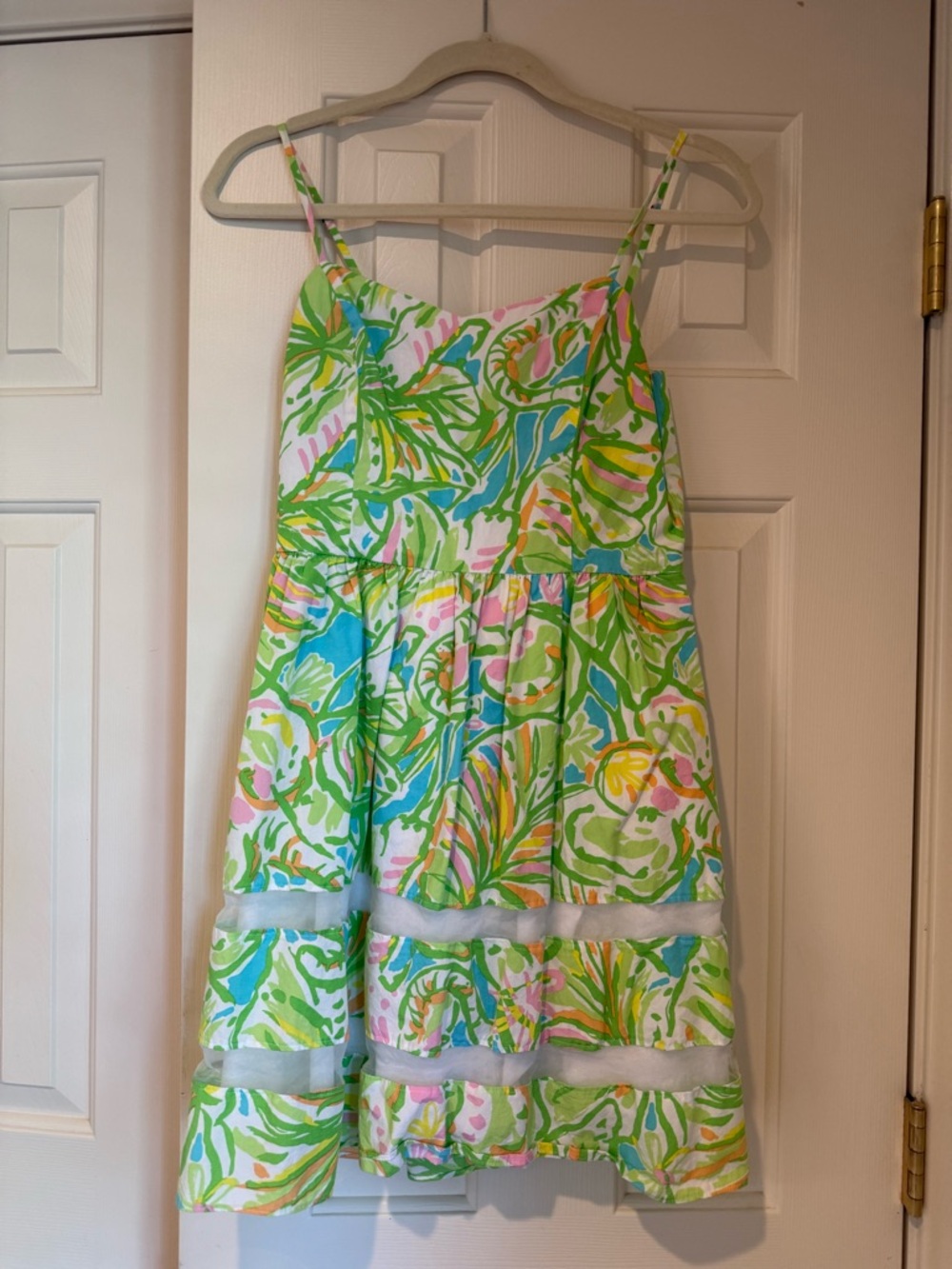 Lilly Pulitzer Size 2 Tropical Print Spaghetti Strap Sundress - Green/Pink/Blue